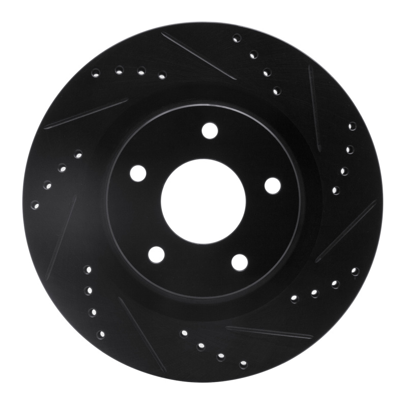 Nissan Altima Brake Rotor (1) - Front Right - R1 Concepts - Drilled & Slotted - Black - `07-`13